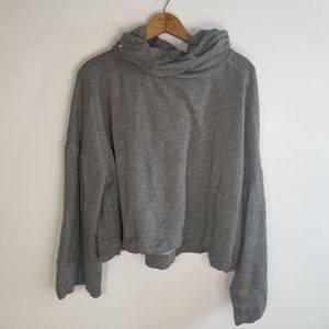 G. Womens Hoodie Gray Pullover Heathered Cowl Neck Long Sleeve Stretch USA M